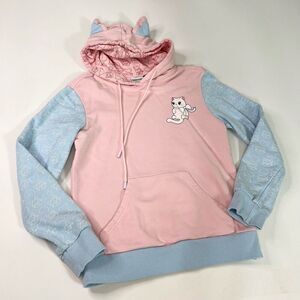 Inquisitormaster Hoodie Womens Small Pink Blue Cat with Ears Anime Youtuber